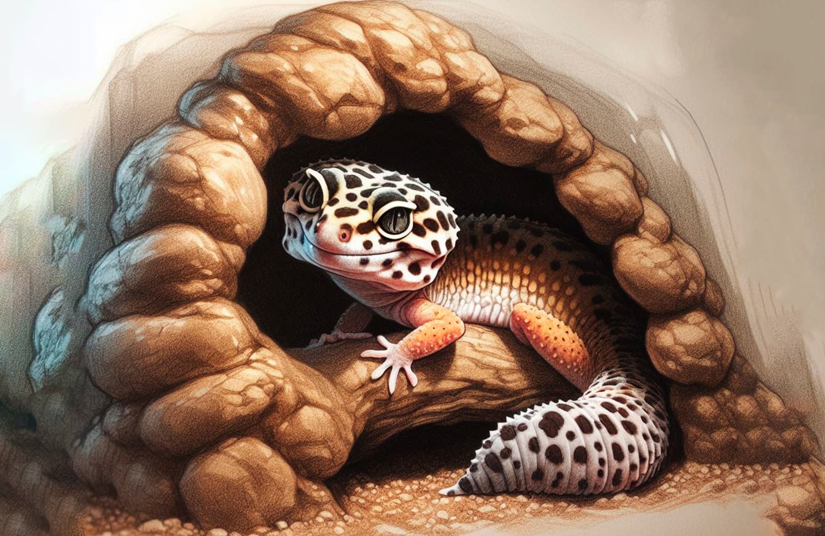 dibujo cueva gecko leopardo