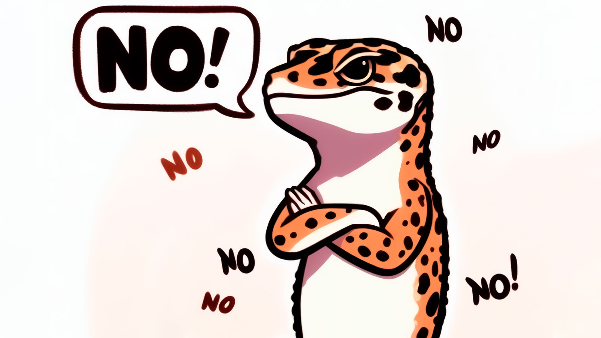 dibujo de un gecko leopardo diciendo no